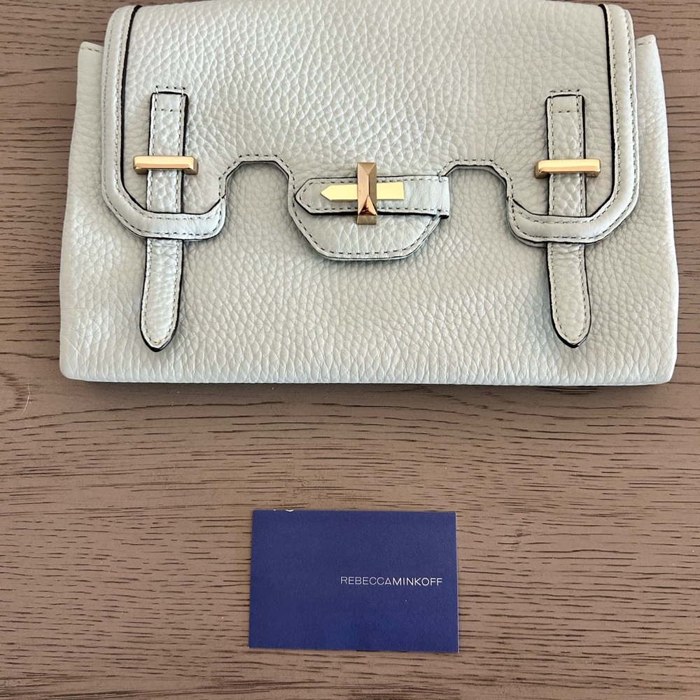 Rebecca Minkoff Light Blue Jules Clutch with Gold Details